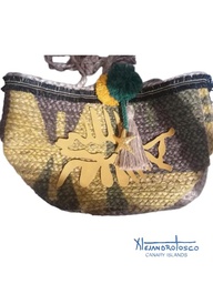 [AT-A-XXX111] Bolso cereta verde amarillo pez cuero mostaza